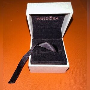 Pandora White Charm Box with Black Ribbon Accent (hold charm)